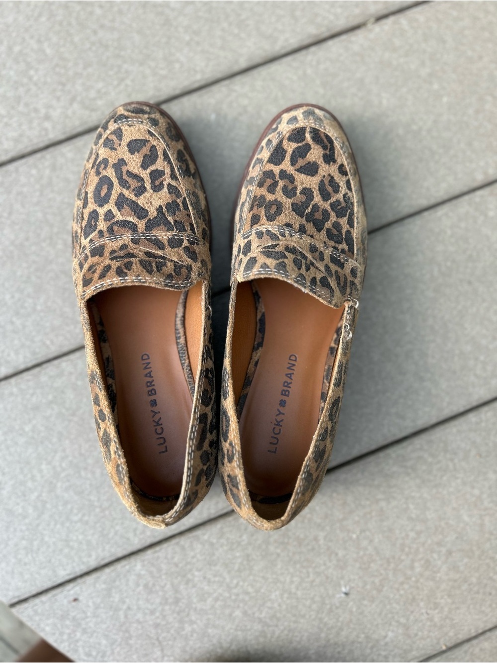 Lucky Brand Leopard Print Slip-On Loafers - Brown & Black